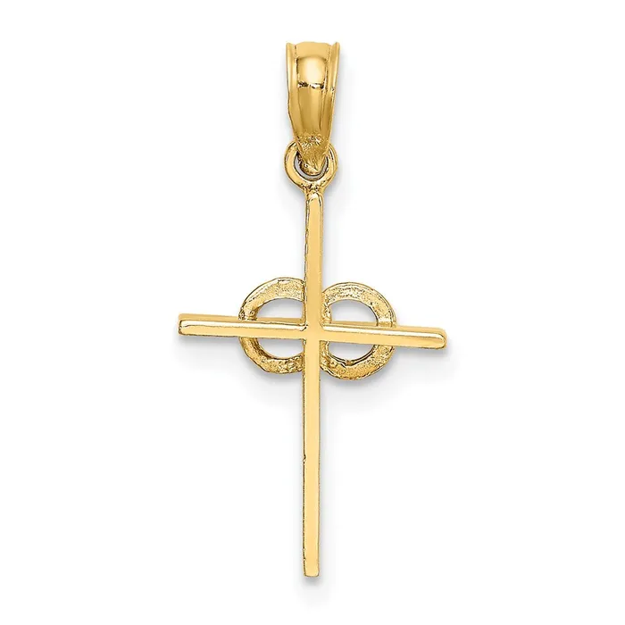 TreasureFineJewelers Charm Necklaces 14K Polished Infinity Circles Cross Charm