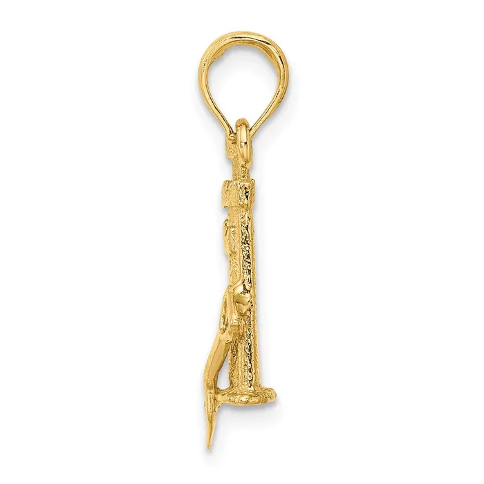 TreasureFineJewelers Charm Necklaces 14k Yellow Gold 3D Sand Castle w Shovel Charm