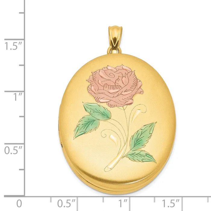 TreasureFineJewelers Earrings 120 Gold Filled 34mm Enameled Flower Oval Locket