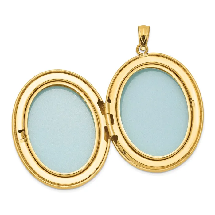 TreasureFineJewelers Earrings 120 Gold Filled 34mm Enameled Flower Oval Locket