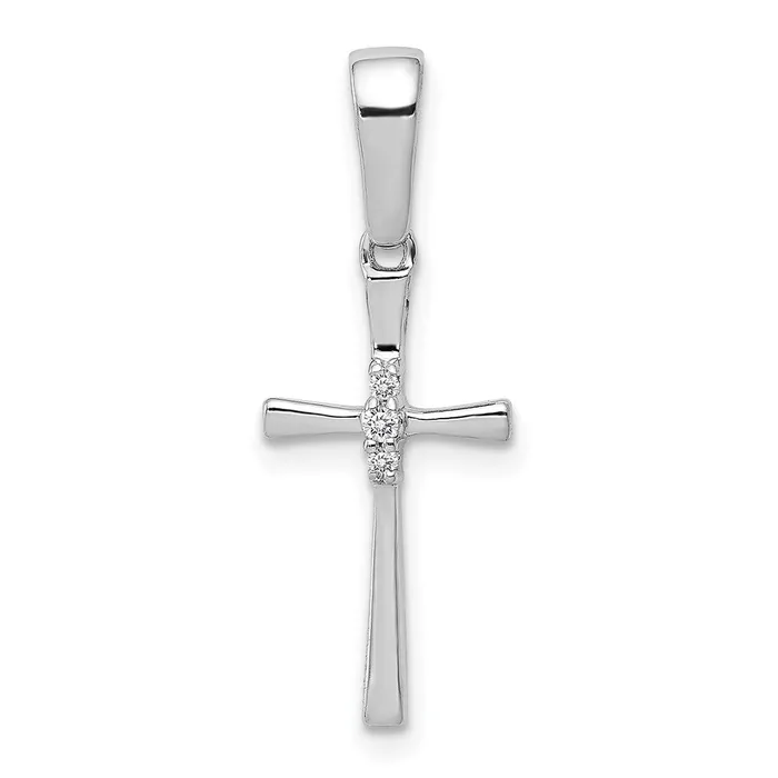 TreasureFineJewelers Necklaces 14k White Gold 02ct Diamond Cross Pendant