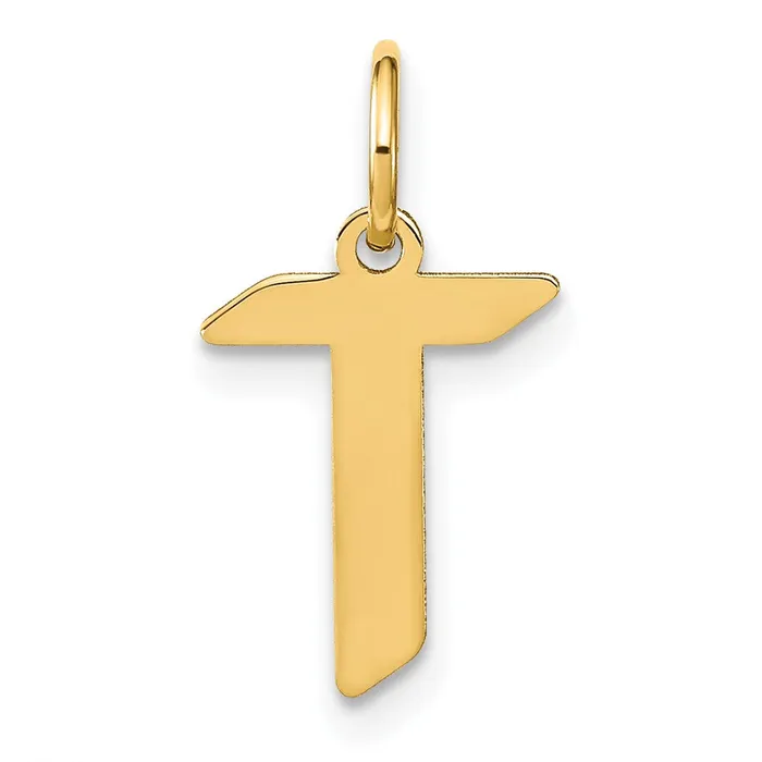 TreasureFineJewelers Necklaces 14k Yellow Gold Letter T Initial Pendant