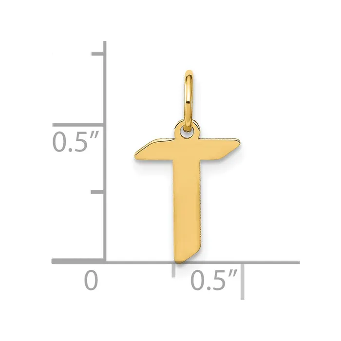 TreasureFineJewelers Necklaces 14k Yellow Gold Letter T Initial Pendant