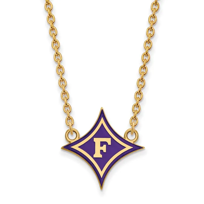 TreasureFineJewelers Necklaces Sterling Silver Goldplated Furman U Large Enameled Pendant 18 inch Necklace TreasureFineJewelers Necklaces Sterling Silver Goldplated Furman U Large Enameled Pendant 18 inch Necklace
