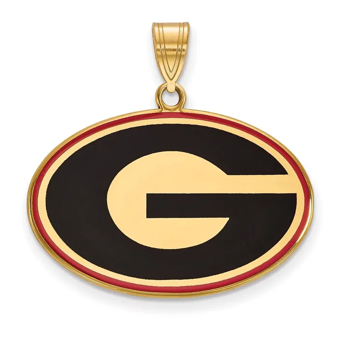 TreasureFineJewelers Necklaces Sterling Silver Goldplated University of Georgia Letter G Large Enameled Pendant TreasureFineJewelers Necklaces Sterling Silver Goldplated University of Georgia Letter G Large Enameled Pendant