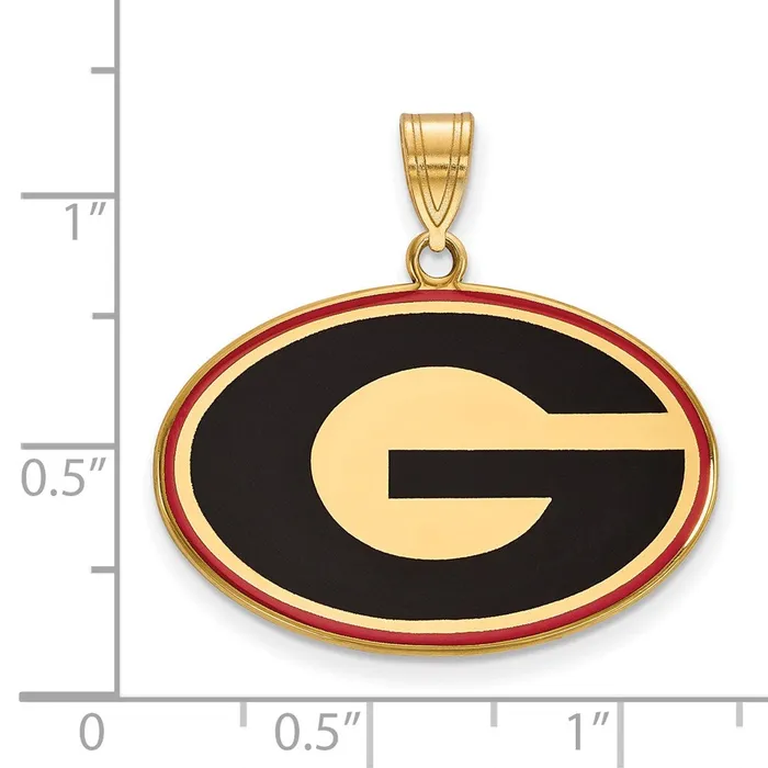 TreasureFineJewelers Necklaces Sterling Silver Goldplated University of Georgia Letter G Large Enameled Pendant