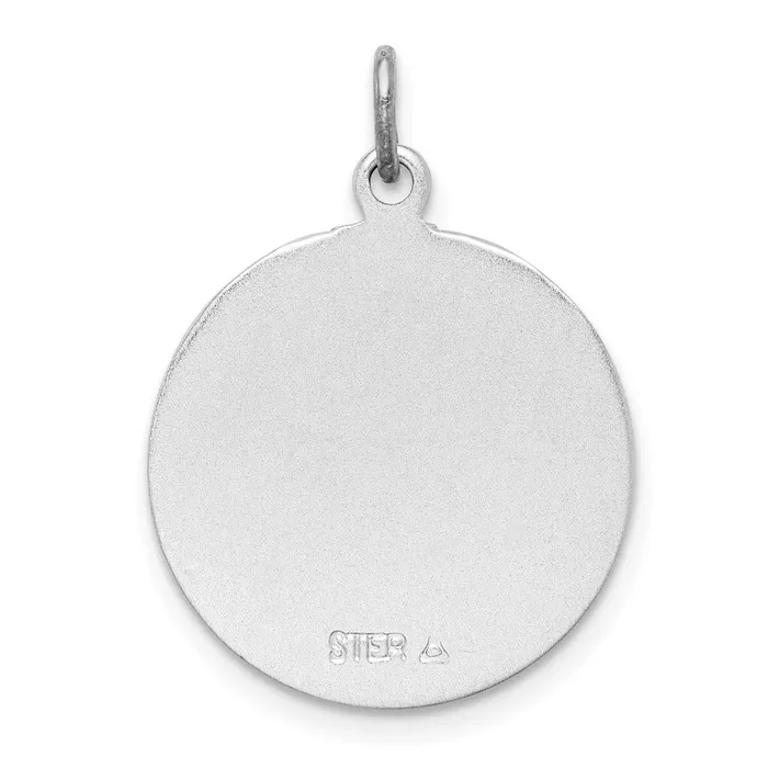 TreasureFineJewelers Necklaces Sterling Silver Rhodiumplated Brushed Confirmation Medal Pendant