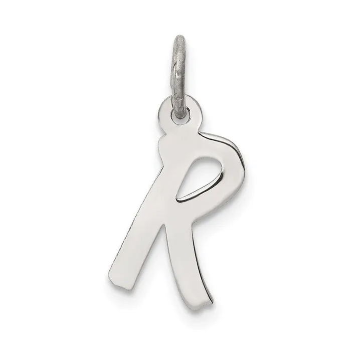 TreasureFineJewelers Necklaces Sterling Silver Rhodiumplated Letter R Initial Charm