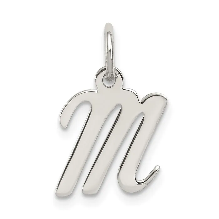 TreasureFineJewelers Necklaces Sterling Silver Rhodiumplated Script Letter M Initial Charm TreasureFineJewelers Necklaces Sterling Silver Rhodiumplated Script Letter M Initial Charm
