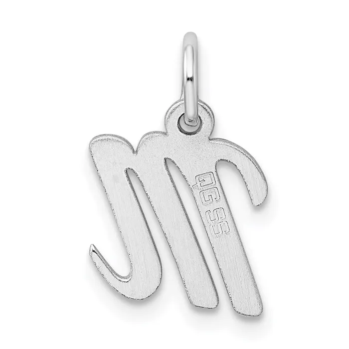 TreasureFineJewelers Necklaces Sterling Silver Rhodiumplated Script Letter M Initial Charm