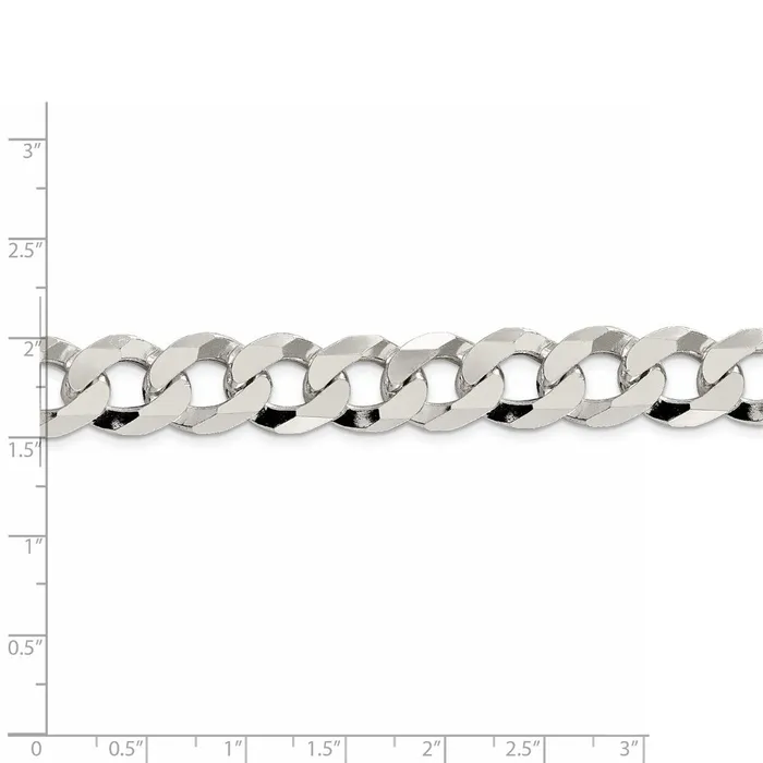 TreasureFineJewelers Rings Sterling Silver 13mm Beveled Curb Chain