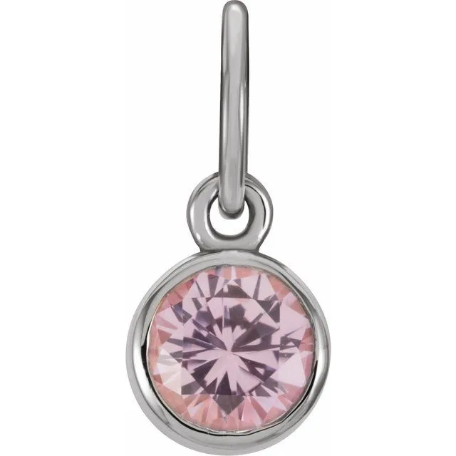 TreasureFineJewelers Rings Sterling Silver 4 mm Round Imitation Pink Tourmaline Birthstone Charm TreasureFineJewelers Rings Sterling Silver 4 mm Round Imitation Pink Tourmaline Birthstone Charm