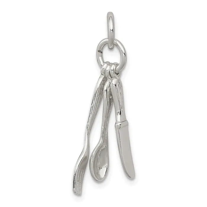 TreasureFineJewelers Rings Sterling Silver Fork Knife and Spoon Charm