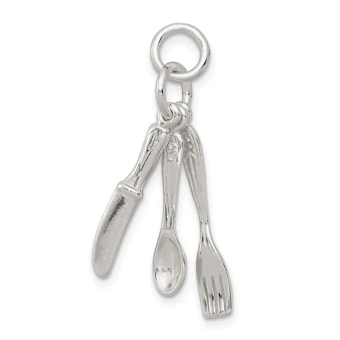 TreasureFineJewelers Rings Sterling Silver Fork Knife and Spoon Charm
