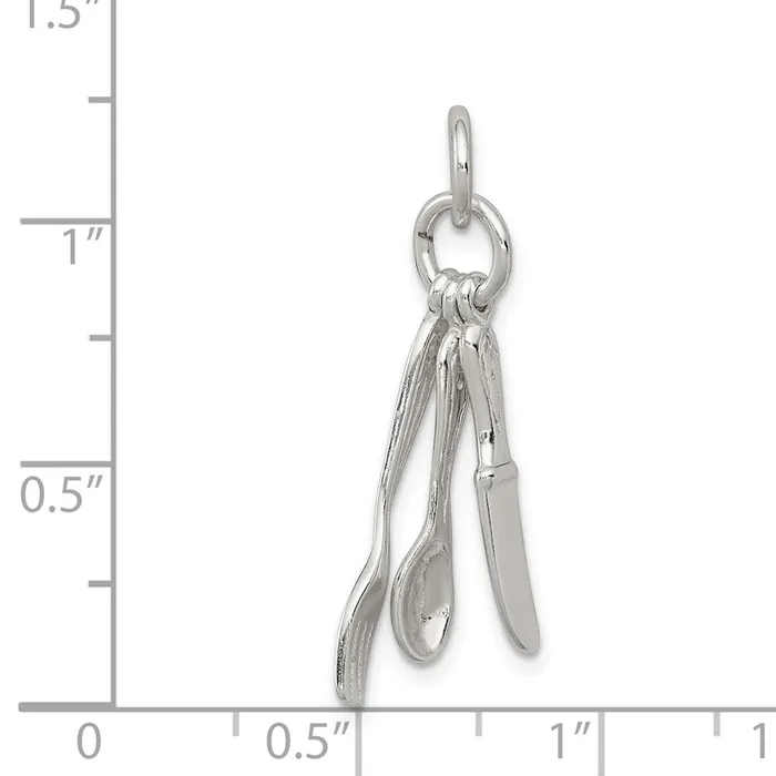 TreasureFineJewelers Rings Sterling Silver Fork Knife and Spoon Charm