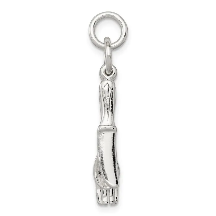 TreasureFineJewelers Rings Sterling Silver Fork Knife and Spoon Charm