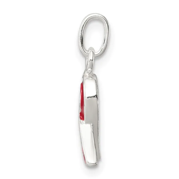 TreasureFineJewelers Rings Sterling Silver Red Enameled Awareness Charm
