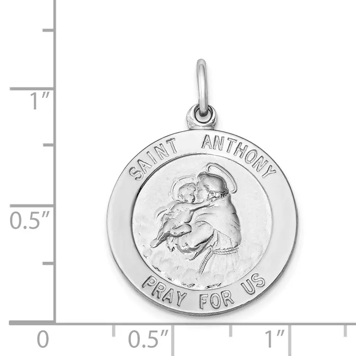 TreasureFineJewelers Rings Sterling Silver Rhodiumplated Saint Anthony Medal