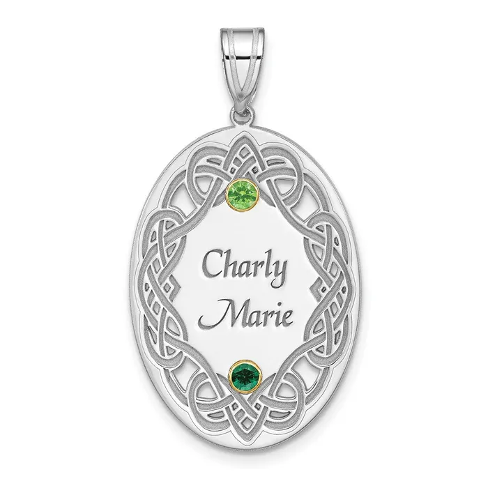TreasureFineJewelers Sterling Silver Rhodiumplated18k Bezel Crystal Family Pendant Necklaces TreasureFineJewelers Sterling Silver Rhodiumplated18k Bezel Crystal Family Pendant Necklaces