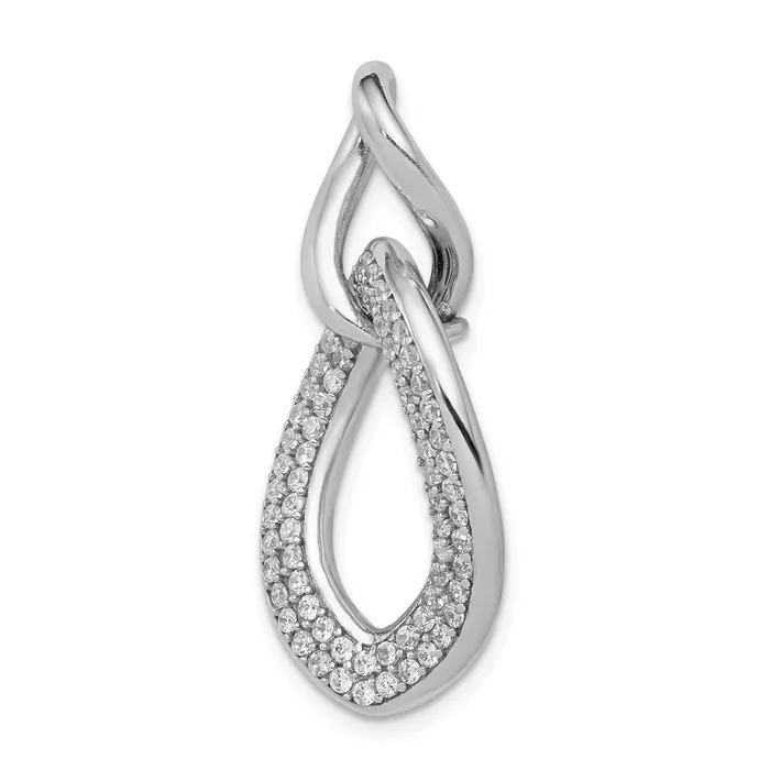TreasureFineJewelers Sterling Silver Rhodiumplated Polished with CZ Pendant Necklaces