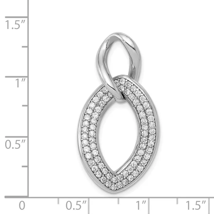 TreasureFineJewelers Sterling Silver Rhodiumplated Polished with CZ Pendant Necklaces