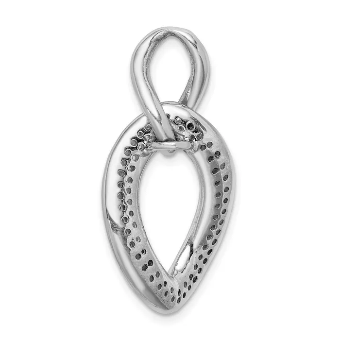 TreasureFineJewelers Sterling Silver Rhodiumplated Polished with CZ Pendant Necklaces