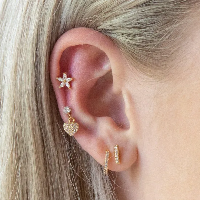 Trendolla Jewelry Earrings Tiny Bar Piercing Barbell Ball Back Earrings Sleeper Earrings