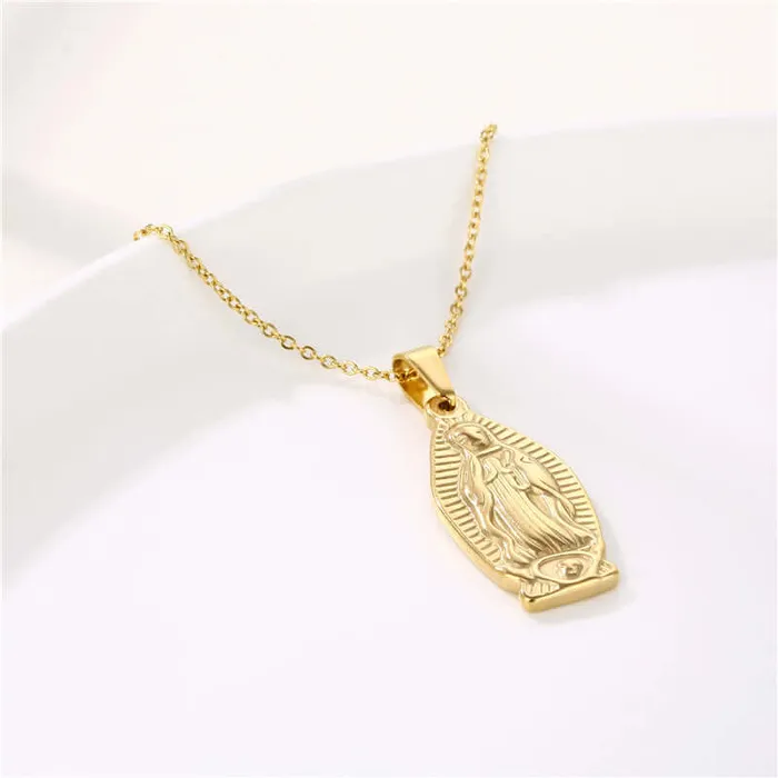 Trendolla Jewelry Necklaces Faith Religious Virgin Mary Gold Virgencita Necklace