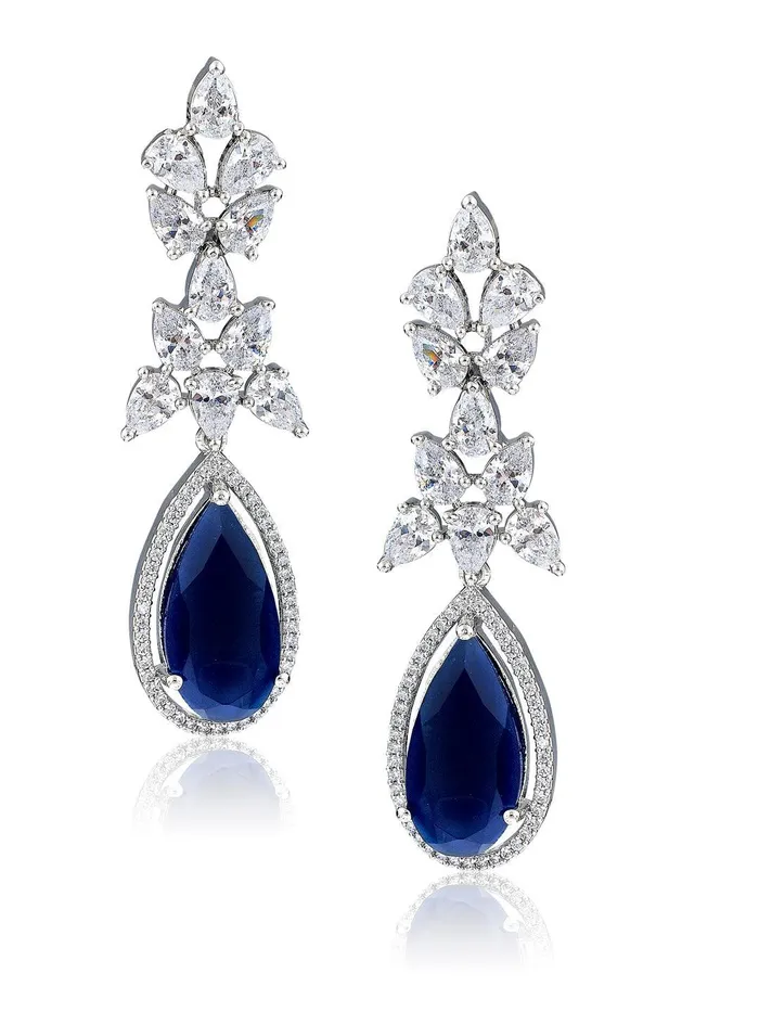 Earrings Curio Cottage Diamante Deep Blue Drop Earrings