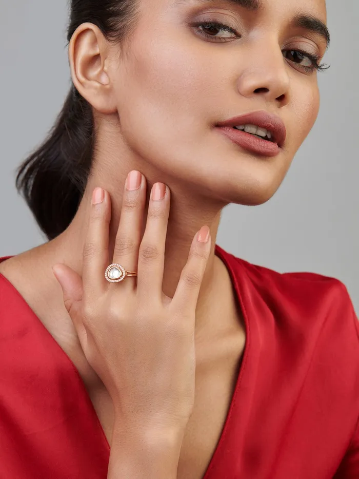 Meira Minimal Kundan Ring Curio Cottage Rings