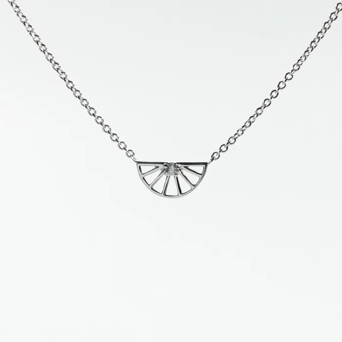 Silver Half Wheel Shaped Necklace Tashi Necklaces
