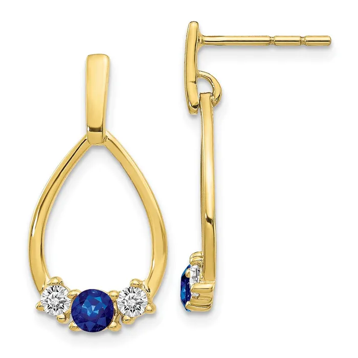 10k Blue and White Sapphire Post Dangle EarringsWBCEM5598SA1Y WB Choice Jewelry Earrings 10k Blue and White Sapphire Post Dangle EarringsWBCEM5598SA1Y WB Choice Jewelry Earrings