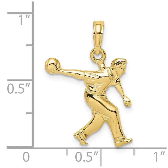 10k Male Bowling CharmWBC10K3556 WB Choice Jewelry Charm Necklaces