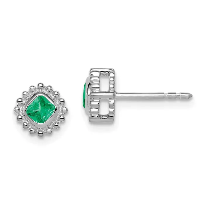 10k White Gold Cushion Emerald EarringsWBCEM7201EM1W WB Choice Jewelry Earrings 10k White Gold Cushion Emerald EarringsWBCEM7201EM1W WB Choice Jewelry Earrings