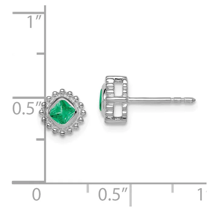10k White Gold Cushion Emerald EarringsWBCEM7201EM1W WB Choice Jewelry Earrings