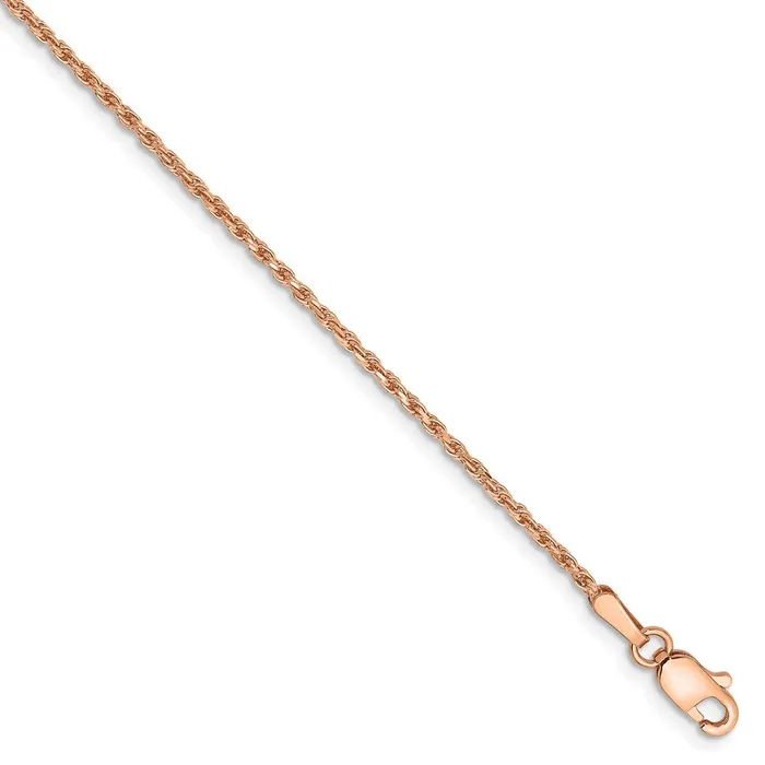 14k Rose Gold 15mm DC Machinemade Rope Chain AnkletWBCR0129 WB Choice Jewelry Necklaces