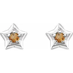 14K White 3 mm Round November Youth Star Birthstone Earrings 653421629PSTWBC WB Choice Jewelry Earrings