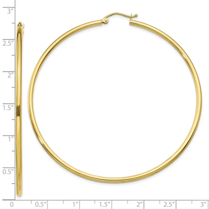 Earrings WB Choice Jewelry 10K Polished 2mm Tube Hoop EarringsWBC10T924