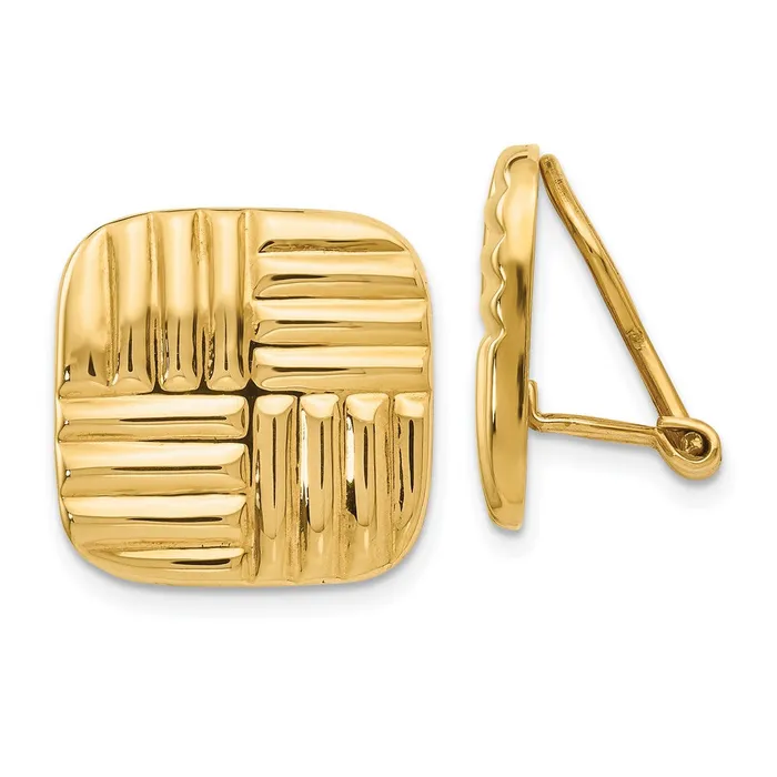 Earrings WB Choice Jewelry 14k Nonpierced Basket weave EarringsWBCH638