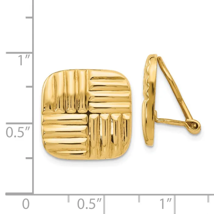 Earrings WB Choice Jewelry 14k Nonpierced Basket weave EarringsWBCH638 Earrings WB Choice Jewelry 14k Nonpierced Basket weave EarringsWBCH638