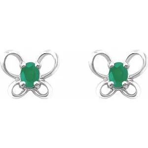 Earrings WB Choice Jewelry 14K White 4x3 mm Oval May Youth Butterfly Birthstone Earrings 653416650PSTWBC Earrings WB Choice Jewelry 14K White 4x3 mm Oval May Youth Butterfly Birthstone Earrings 653416650PSTWBC
