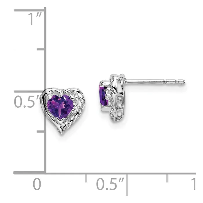 Earrings WB Choice Jewelry 14k White Gold Amethyst and Diamond Heart EarringsWBCEM7027AM001WA Earrings WB Choice Jewelry 14k White Gold Amethyst and Diamond Heart EarringsWBCEM7027AM001WA
