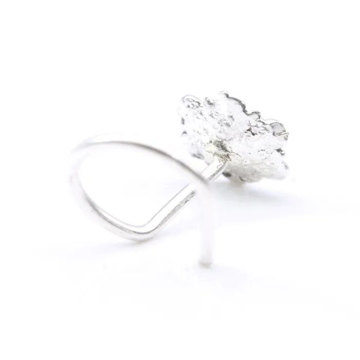 Indian Flower Sterling Silver nose stud Oxidized Corkscrew nose ring L bend 22g Karizma Jewels Rings