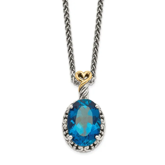 Necklaces Sterling Silver w14ky London Blue Topaz Oval NecklaceWBCQTC1364 WB Choice Jewelry Necklaces Sterling Silver w14ky London Blue Topaz Oval NecklaceWBCQTC1364 WB Choice Jewelry