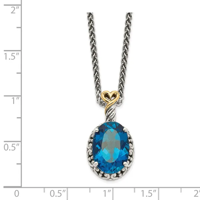 Necklaces Sterling Silver w14ky London Blue Topaz Oval NecklaceWBCQTC1364 WB Choice Jewelry Necklaces Sterling Silver w14ky London Blue Topaz Oval NecklaceWBCQTC1364 WB Choice Jewelry