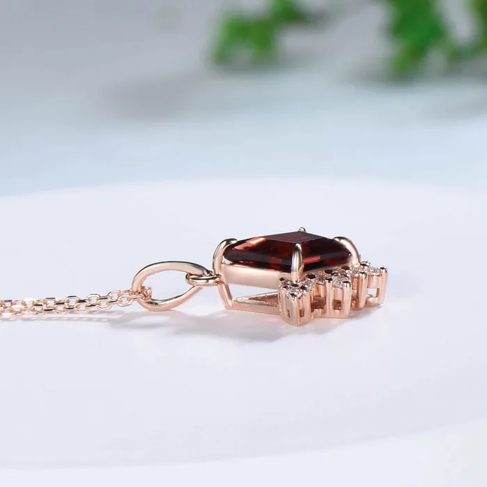 PENFINE Necklaces Art Deco Kite Cut Garnet Pendant Necklace Vintage Garnet Diamond Pendant 14k18k rose gold moissanite promise engagement gift for women PENFINE Necklaces Art Deco Kite Cut Garnet Pendant Necklace Vintage Garnet Diamond Pendant 14k18k rose gold moissanite promise engagement gift for women