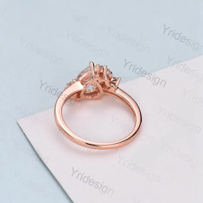 PENFINE Rings Pear shaped alexandrite ring rose gold vintage unique alexandrite engagement ring alternative cluster ring art deco moissanite bridal ring PENFINE Rings Pear shaped alexandrite ring rose gold vintage unique alexandrite engagement ring alternative cluster ring art deco moissanite bridal ring