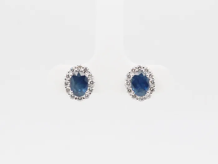 ROYAL JEWELRY MFG INC 14KW 290 Cttw Sapphire and Diamond Earrings Earrings ROYAL JEWELRY MFG INC 14KW 290 Cttw Sapphire and Diamond Earrings Earrings