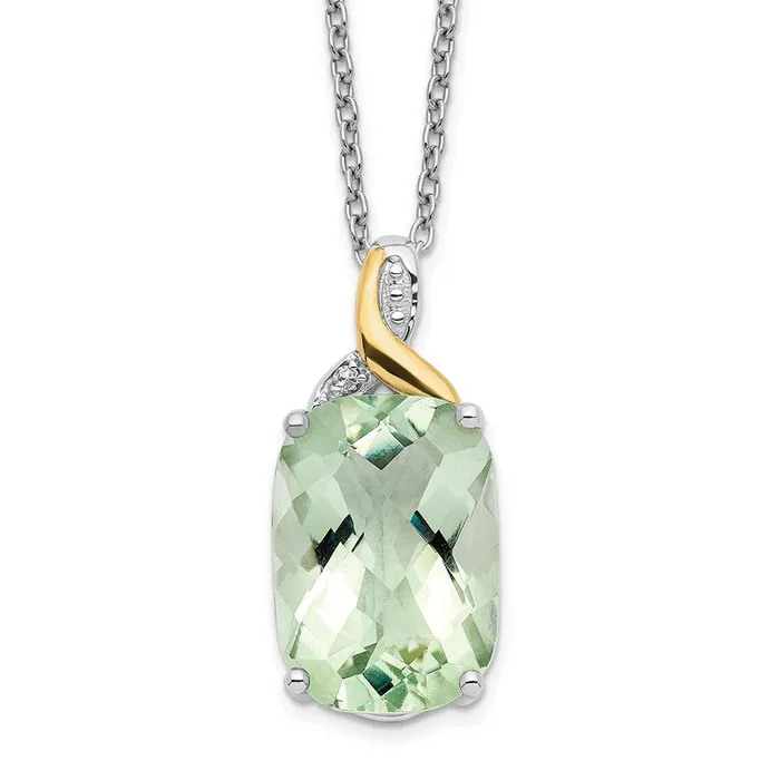 SS 14k True Twotone Green Quartz Diamond NecklaceWBCQG273018 WB Choice Jewelry Necklaces