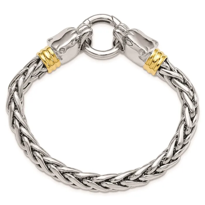 Sterling Silver Rhodium and Goldtone Polished Jaguar BraceletWBCQG5118825 WB Choice Jewelry Bracelets Sterling Silver Rhodium and Goldtone Polished Jaguar BraceletWBCQG5118825 WB Choice Jewelry Bracelets
